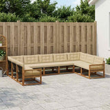 Set di divani da esterno con cuscino 9 pcs Naturale e Beige