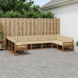 Set di divani da esterno con cuscino 9 pcs Naturale e Beige