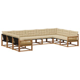Set di divani da esterno con cuscino 9 pcs Naturale e Beige