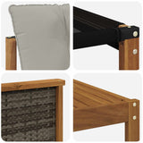 Set di divani da esterno 11 pcs Naturale e Grigio Chiaro