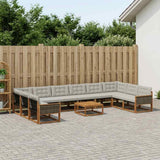 Set di divani da esterno 11 pcs Naturale e Grigio Chiaro