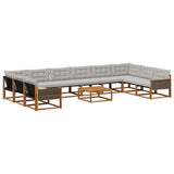 Set di divani da esterno 11 pcs Naturale e Grigio Chiaro
