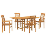 Set da Pranzo per Giardino 5 pcs Marrone Legno di teak solido