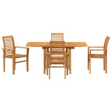 Set da Pranzo per Giardino 5 pcs Marrone Legno di teak solido