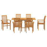 Set da Pranzo per Giardino 7 pcs Marrone Legno di teak solido
