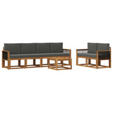 Set di divani da esterno con cuscino 6 pcs Naturale e Antracite