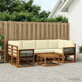 Set di divani da esterno con cuscino 5 pcs Naturale e Crema
