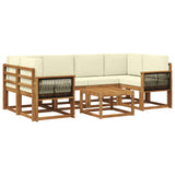 Set di divani da esterno con cuscino 5 pcs Naturale e Crema