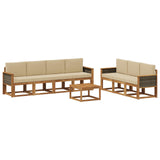 Set di divani da esterno con cuscino 7 pcs Naturale