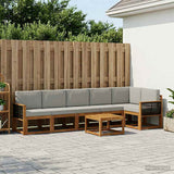Set di divani da esterno 7 pcs Naturale e Grigio Chiaro