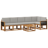 Set di divani da esterno 7 pcs Naturale e Grigio Chiaro