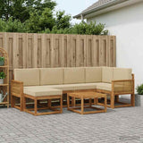 Set di divani da esterno con cuscino 7 pcs Naturale e Beige
