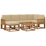 Set di divani da esterno con cuscino 7 pcs Naturale e Beige