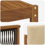 Set di divani da esterno con cuscino 8 pcs Naturale e Beige