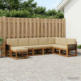 Set di divani da esterno con cuscino 8 pcs Naturale e Beige
