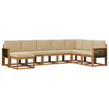 Set di divani da esterno con cuscino 8 pcs Naturale e Beige