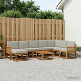 Set di divani da esterno 9 pcs Naturale e Grigio Chiaro
