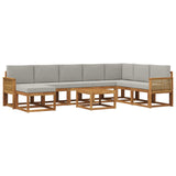 Set di divani da esterno 9 pcs Naturale e Grigio Chiaro