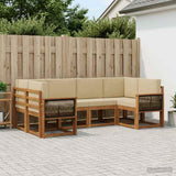 Set di divani da esterno con cuscino 6 pcs Naturale e Beige