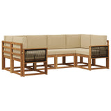 Set di divani da esterno con cuscino 6 pcs Naturale e Beige