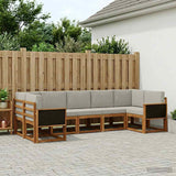 Set di divani da esterno 7 pcs Naturale e Grigio Chiaro