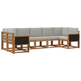 Set di divani da esterno 7 pcs Naturale e Grigio Chiaro