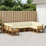 Set di divani da esterno con cuscino 9 pcs Naturale e Crema