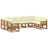 Set di divani da esterno con cuscino 9 pcs Naturale e Crema