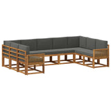 Set di divani da esterno con cuscino 9 pcs Naturale e Antracite