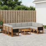 Set di divani da esterno 10 pcs Naturale e Grigio Chiaro