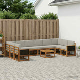 Set di divani da esterno 11 pcs Naturale e Grigio Chiaro