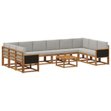 Set di divani da esterno 11 pcs Naturale e Grigio Chiaro