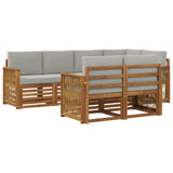 Set divano sezionale con cuscino 6 pcs Naturale e Grigio Chiaro
