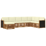 Set di divani da esterno con cuscino 6 pcs Naturale e Crema