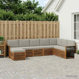 Set di divani da esterno 6 pcs Naturale e Grigio Chiaro