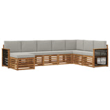 Set di divani da esterno 6 pcs Naturale e Grigio Chiaro