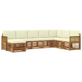 Set di divani da esterno con cuscino 6 pcs Naturale e Crema