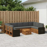 Set divani 10 pcs Naturale e Antracite Legno di Acacia Massello