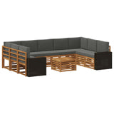 Set divani 10 pcs Naturale e Antracite Legno di Acacia Massello
