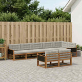 Set di divani da esterno 8 pz Naturale e Grigio chiaro