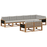 Set di divani da esterno 8 pz Naturale e Grigio chiaro