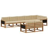 Set di divani da esterno 8 pz Naturale e Beige