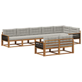 Set di divani da esterno 8 pz Naturale e Grigio chiaro