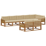 Set di divani da esterno 8 pz Naturale e Beige
