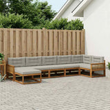 Set di divani da esterno 7 pcs Naturale e Grigio Chiaro