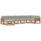 Set di divani da esterno 7 pcs Naturale e Grigio Chiaro