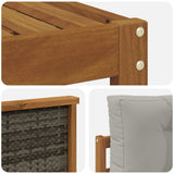 Set di divani da esterno 8 pcs Naturale e Grigio Chiaro