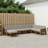 Set di divani da esterno 8 pcs Naturale e Grigio Chiaro
