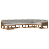 Set di divani da esterno 8 pcs Naturale e Grigio Chiaro