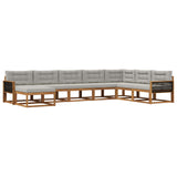 Set di divani da esterno 8 pcs Naturale e Grigio Chiaro